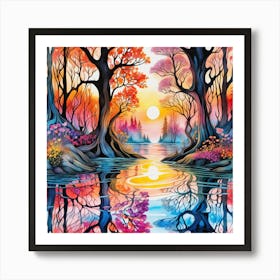 Sunset Forest Art Print