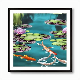 Pretty Koi Pond Art Print