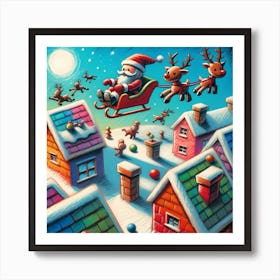 Super Kids Creativity:Santa Claus Flying Art Print