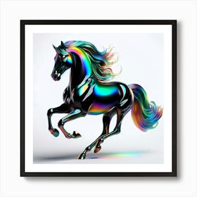 Glossy Ceramic Rainbow Color Horse Art Print