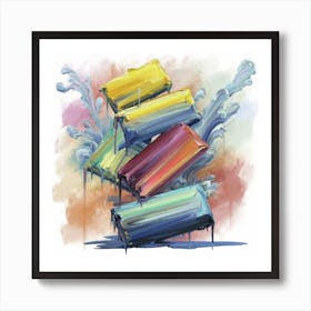 A group of paintings falling on top of each other 10 Art Print