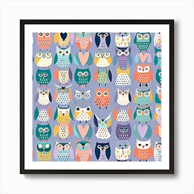 Colorful owls 1 Art Print