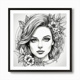 Girl With Flowers 1 Art Print