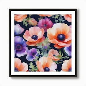 Watercolor Floral Pattern Art Print