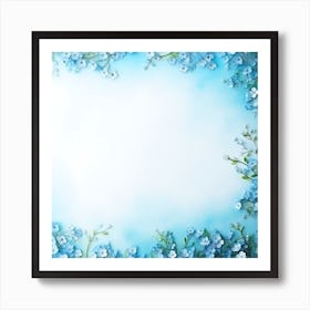 Frame With Blue Flowers 2 Art Print