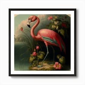 Flamingo Nature Bird Pink Flamingo Beautiful Art Print