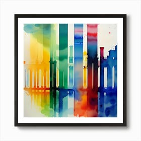 Rainbow Cityscape 1 Art Print