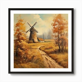 Vintage Oil Painting, Farmhouse Wall Decorations, Vintage Landscape, Printable Wall Art, Vintage Landscape Oil Painting.
10Windmills. Art Print