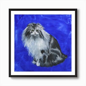 Blue Cat Square Art Print