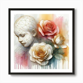 Abstract Roses 1 Art Print