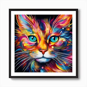 Colorful Cat Painting 1 Art Print