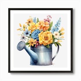 Watering Can With Flowers 2 Art Print