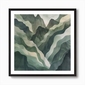 Japanese Watercolour Of Mount Hiuchi 3 Art Print