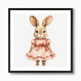 Rabbit In A Pink Dress Art Print