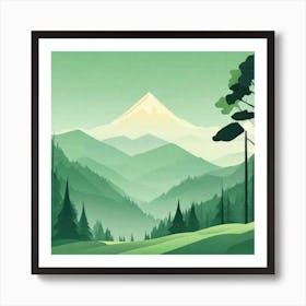 Misty mountains background in green tone 82 Art Print