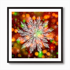 Ice Crystal Crystal Snowflake Bokeh Art Print