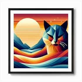 Bumble Low Poly Cat Art Print