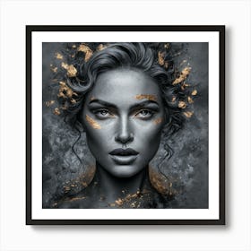 Golden Reverie: Portrait of Grace and Elegance 2 Art Print