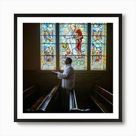 A Depiction Of A Spiritual Resurgence In The Scenery Of A Serene Church Backlit By Sunwashed Stain (1) 2 Art Print