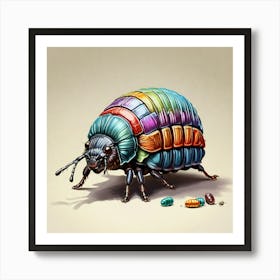 Colorful Insect Illustration Pill Bug Art Print 1 Affiche