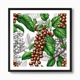 Coffee Beans Seamless Pattern 4 Art Print