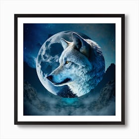 Wolf In The Moonlight 2 Art Print