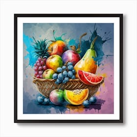 A basket full of fresh and delicious fruits and vegetables 3 Art Print