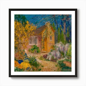 Cottage Garden, Gustav Klimt Inspired Cat 4 Art Print