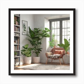 Living Room With Plants 1 Art Print