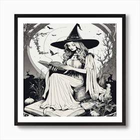 Witch Reading A Book Poster