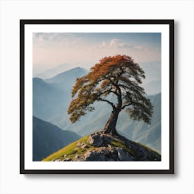 Lone Tree On Top Of Mountain 37 Art Print