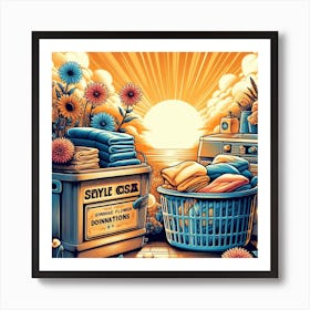 Laundry day and laundry basket 8 Art Print