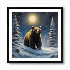 Bear In The Snow Art Print