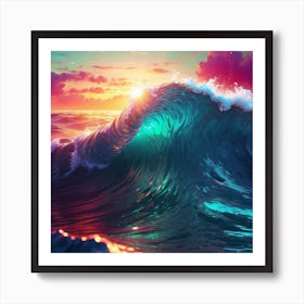 Sunset Ocean Wave 1 Art Print