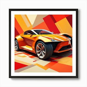 Futuristic Yellow Dream Car Cubism Style Art Print