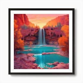 Waterfall In The Desert 2 Art Print