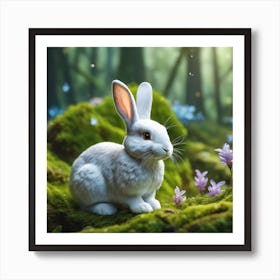 White Rabbit In The Forest 2 Art Print