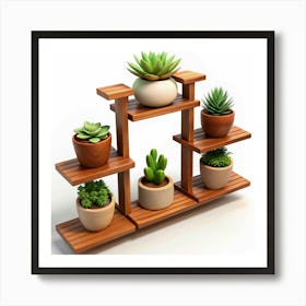 Wooden Plant Stand With Succulents Art Print