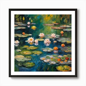 Impressionism Lilies Art Nature Water Flowers Flora Art Print