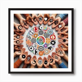 Many Hands In The Circle 1 Art Print