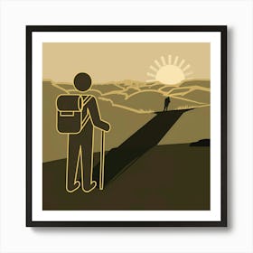 Hiker In The Desert 1 Art Print