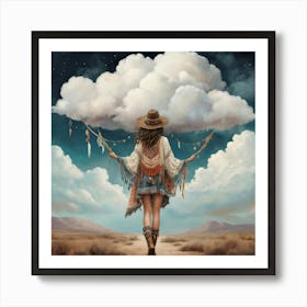 Bohemian Cloud Wanderer Boho Art Style Art Print 3 Art Print