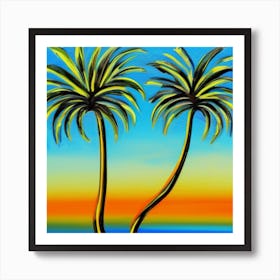 Two Palm Trees At Sunset Poster