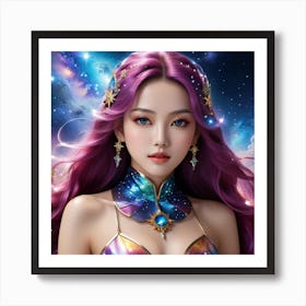 Asian Girl In Space Art Print