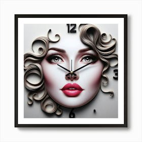 Face Wall Clock Art Print