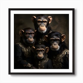 Chimpanzees Family Portrait Art Print