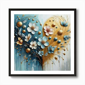 Heart shaped flowers acrylic art 2 Art Print