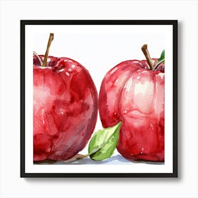 Red Apples Watercolor Painting Art Print