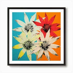 Andy Warhol Style Pop Art Flowers Edelweiss 1 Square Art Print