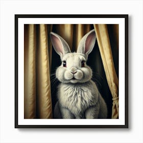 Rabbit In A Curtain Art Print